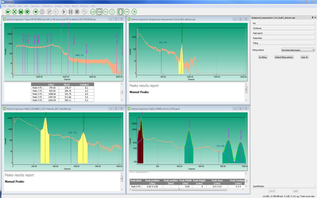 bGAMMA программное обеспечение по анализу сложных гамма спектров от детекторов высокого/среднего/низкого разрешения для работы с средах MS Windows, Linux или MAC iOS